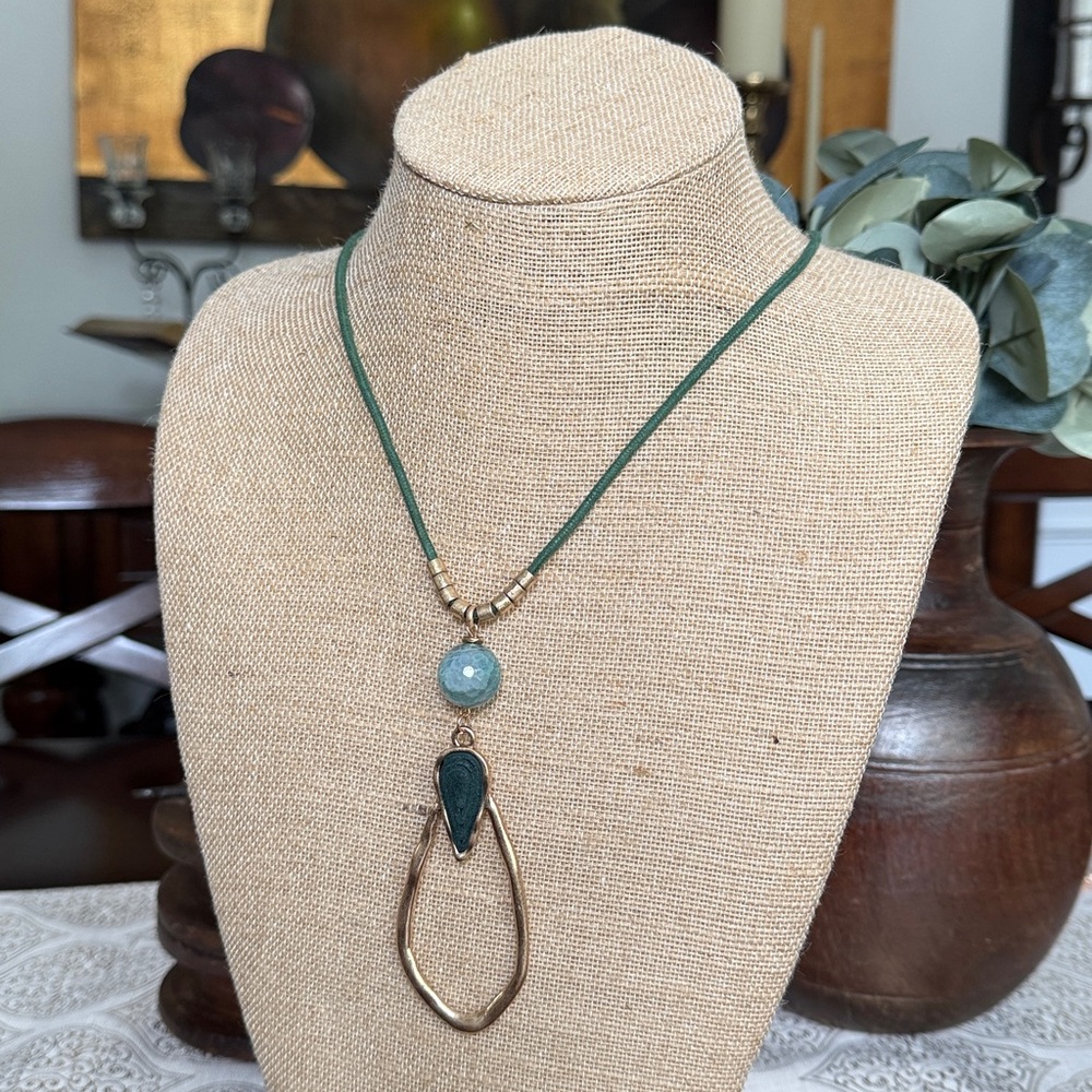 Long Green and Gold Necklace